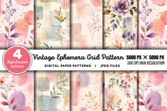Vintage Grid Lined Ephemera Junk Journal JPG Product Image 1