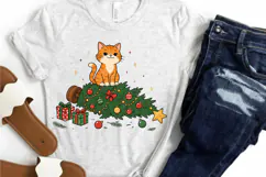 Christmas Cat PNG Clipart, Orange Tabby Cat Fallen Christmas Product Image 4