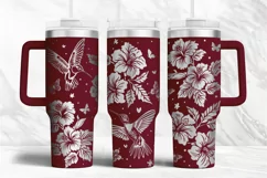 40oz Tumbler laser svg wrap|Hummingbird and Hibiscus Flowers Product Image 5