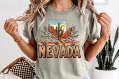 Nevada State Map PNG, Vintage Desert Cactus Sublimation Product Image 5
