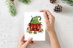 Christmas Elves at the House, New Year's Dwarf House PNG Product Image 3