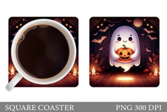 Cute Ghost Coaster Design. Halloween Coaster Sublimation Product Image 1