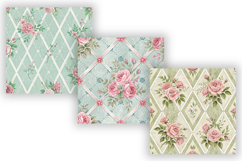 Sweet Peony Shabby Chic Digital Paper, Vintage Rose Floral Product Image 5