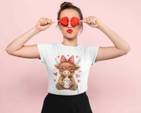 Funny Valentine Highland Cow PNG Valentine Coquette Design Product Image 3
