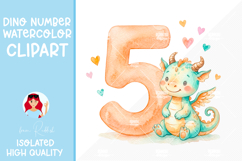 Dinosaur Number 1-9 Watercolor Clipart, Baby nursery design Product Image 7