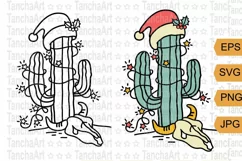 Christmas cactus SVG, PNG Western christmas printable cricut Product Image 1