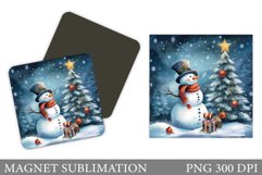 Snowman Magnet Sublimation. Cute Snowman Magnet Product Image 1