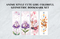 Anime-style Cute Girl Bookmark Set,Colorful Geometric Design Product Image 5