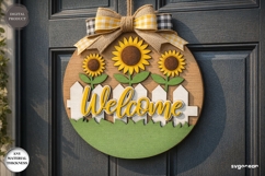 Sunflower Welcome Door Sign Laser Cut | Wooden Door Sign Product Image 2