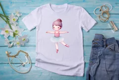 Cute Girl ballet watercolor illustration clipart Product Image 5