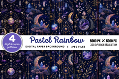 Pastel Rainbow Unicorn Glitter Background JPG Product Image 1