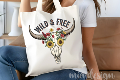 Floral Cow Skull Png, Wild and Free Western Sublimation Product Image 4