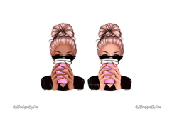 Girl With Coffee Clipart: Hand Drawn PNG Product Image 3