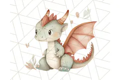 Watercolor Baby Dragon Clipart, Cute Nursery Fantasy PNG Product Image 3