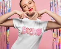 LOVE Coquette Bow Valentine Brushstroke PNG | Pink Bow Love Product Image 3