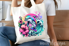 Tropical Dolphin PNG, Floral Ocean Wave Summer Sublimation Product Image 4
