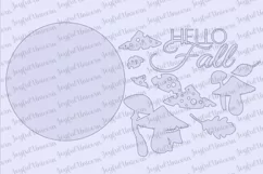 Hello Fall Wood Round SVG | Amanita Mushrooms Door Hanger Product Image 2