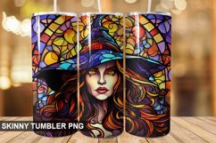 Stained Glass Halloween Witch Tumbler 20 oz Skinny Tumbler Product Image 1