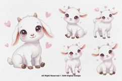 15 Bundle Watercolor Cute Goat Girl Charming Farm Sticker Product Image 5