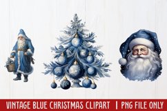 Vintage Blue Christmas Clipart Sublimation Product Image 1