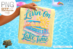 Livin on Lake Time png, Girly Pontoon Boat Design Product Image 4