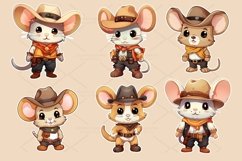 20 cute Cowboy Mouse, Sticker, Clipart Ornaments, PNG Product Image 5