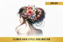 flower hair style sublimation, hair style woman clipart Product Image 7