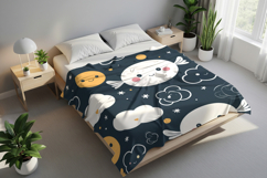 Blanket on bed mockup Product Image 6