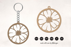 Floral Round Keychain Laser Cut SVG Product Image 1