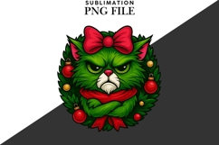 Funny Christmas green cat png design for T-shirts Product Image 2