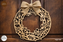 Floral Wreath Door Sign Laser Cut | Door Hanger | SVG Product Image 1