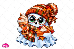 Cute Ghost Thanksgiving PNG, Trendy Preppy Thanksgiving PNG Product Image 1