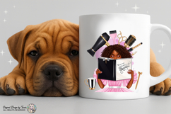 Beautiful Hair Stylist PNG Black Woman Reading Book Design Product Image 6