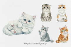 15 Bundle Watercolor Cute Cats Kitten Fluffy Pet Lovers Product Image 5