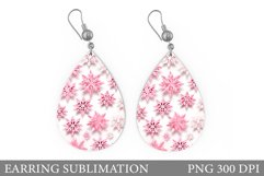 Pink Snowflakes Earring. Winter Teardrop Earring Design Product Image 1
