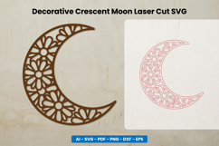 Decorative Crescent Moon Laser Cut SVG Product Image 1