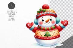 Christmas clipart, Snowman clipart, Winter sublimation Product Image 1