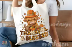 Thankful and Blessed PNG, Cow Thanksgiving Sublimation Product Image 4