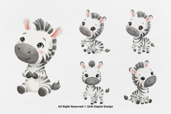 15 Bundle Watercolor Zebra Baby striped Animal Wildlife Product Image 5