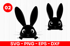 Cute Bunny Silhouette Cartoon Rabbit SVG PNG Product Image 1