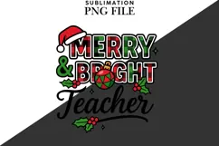 Merry bright teacher png design for T-shirts Product Image 2