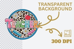 Teacher Leopard Print Daisy SVG PNG Product Image 5