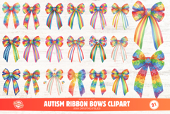 Autism Ribbon Bows Clipart Product Image 1