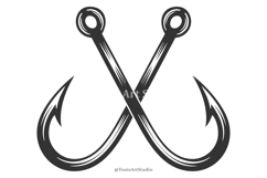 Crossed Fishing Hooks SVG Bass Hook Logo for Cricut Crafts Product Image 1