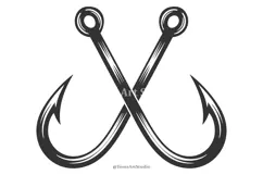 Crossed Fishing Hooks SVG Bass Hook Logo for Cricut Crafts Product Image 1