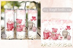 20oz Coffee Valentines Day Skinny Tumbler Sublimation Design Product Image 1