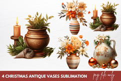 Christmas Antique Vases Clipart Sublimation Product Image 1