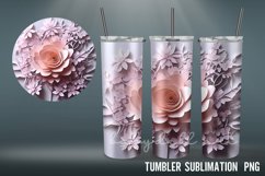 Rose 3D Tumbler Sublimation Design PNG I Papercut 3D Tumble Product Image 5