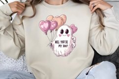 Retro Valentines Day Ghosts Clipart PNG Product Image 1