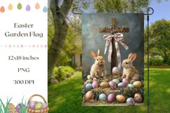 Easter Garden Flag PNG, Easter Cross Sublimation Garden Flag Product Image 1